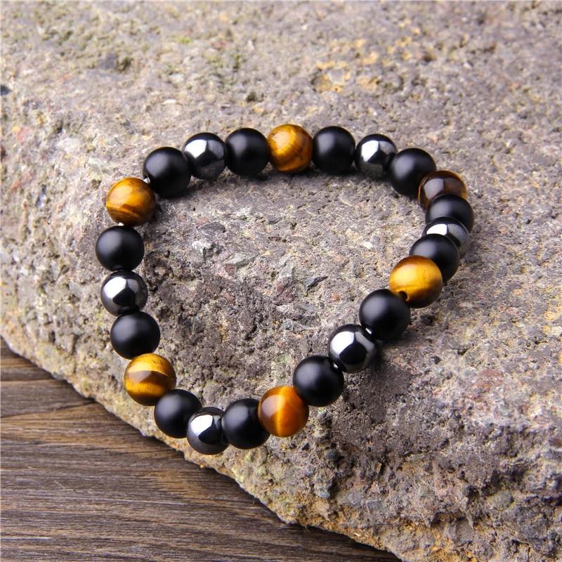 Natural Black Obsidian Bead Bracelet