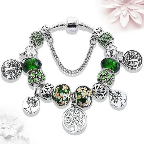 Tree of life bracelet in silver and crystal