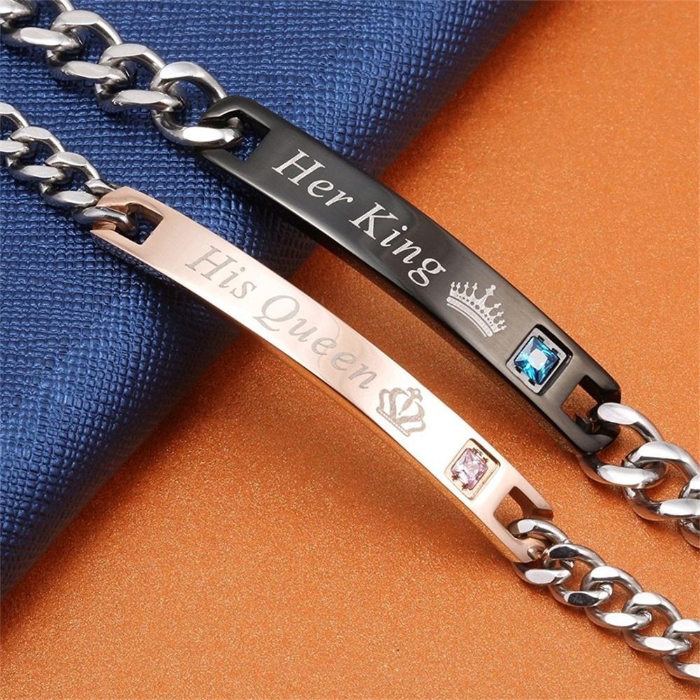 Duo of love bracelets “his king, his queen”
