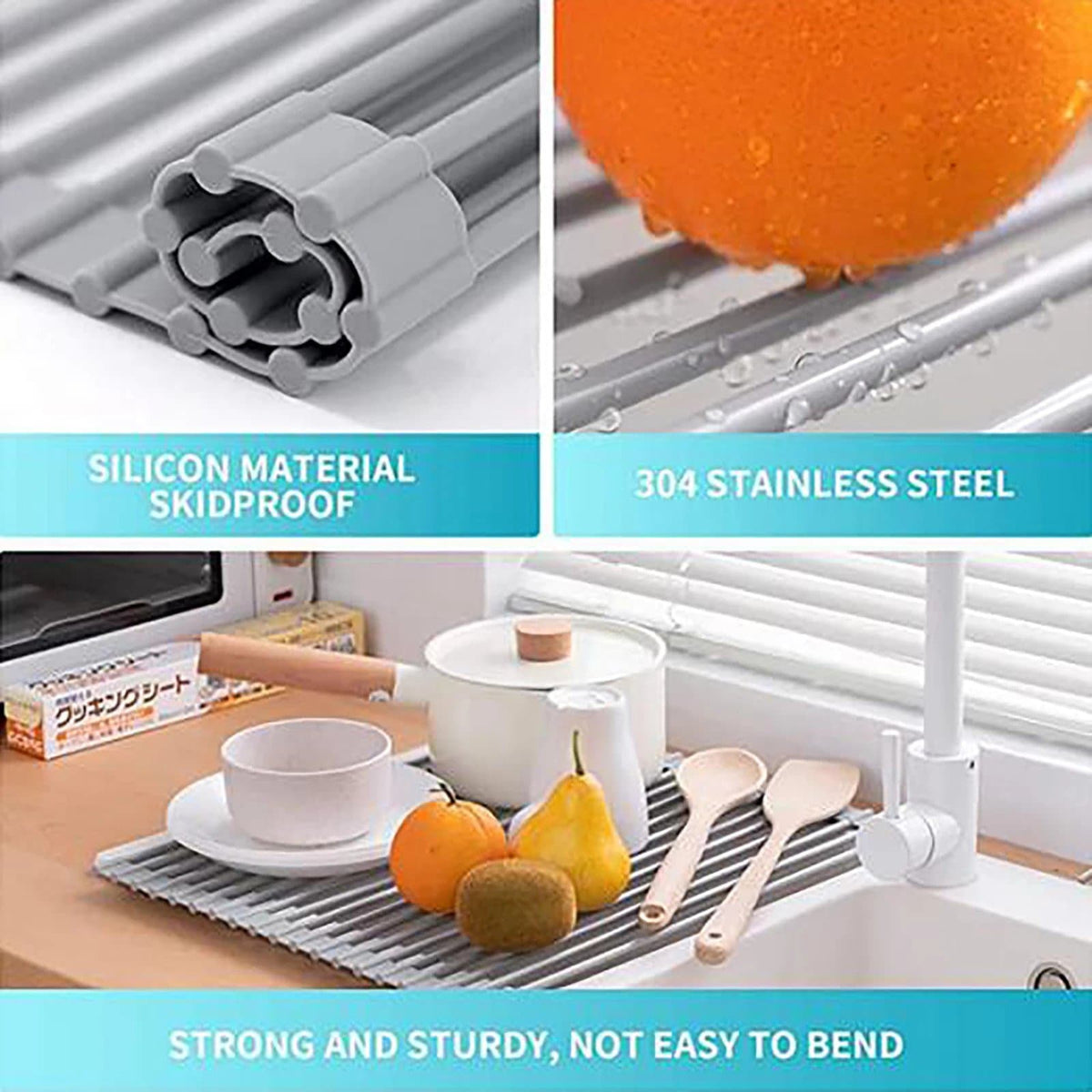Roll up sink rack