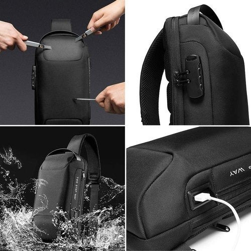 USB charging sport sling Anti-theft shoulder bag