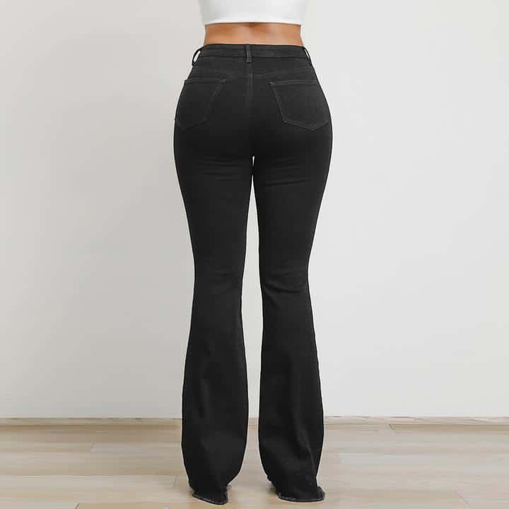 Black High Waist Distressed Flare Jeans