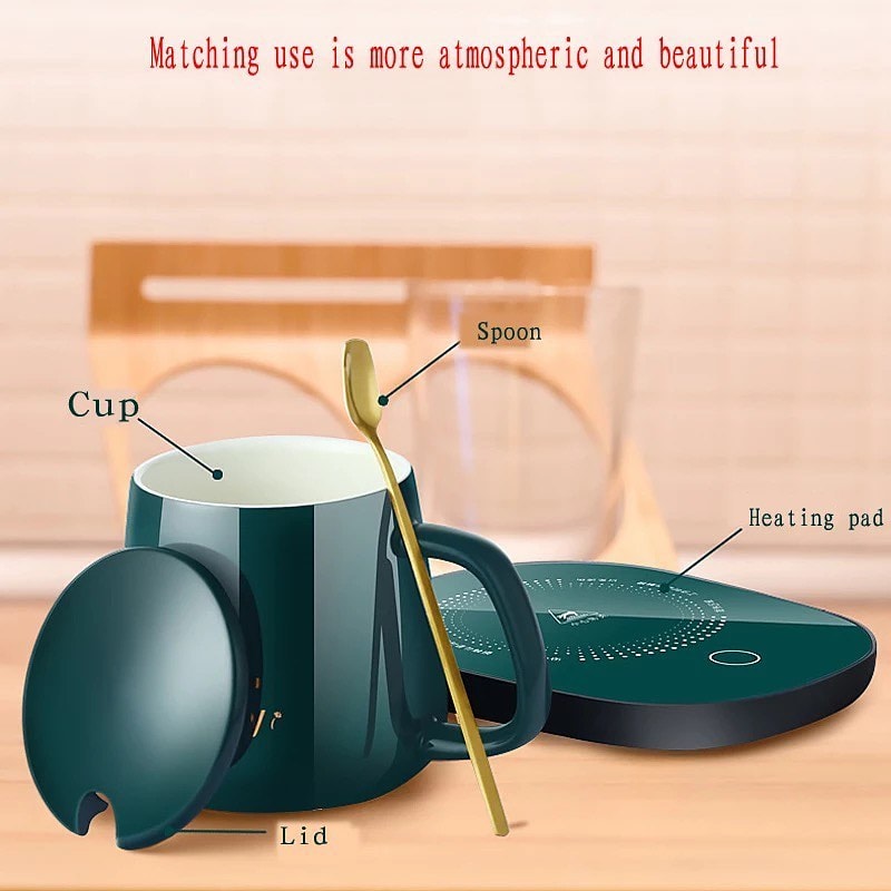 Coffee Cup Warmer Heater and Saucer with Automatic Heating Mug Pad