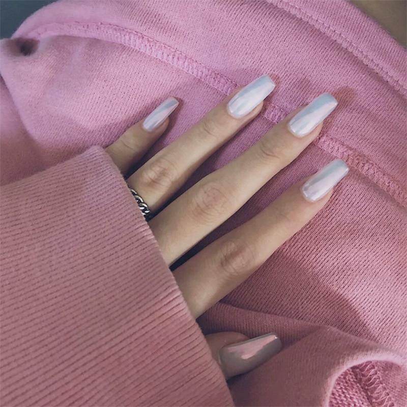 Chrome Nail Pearl Press On Nail