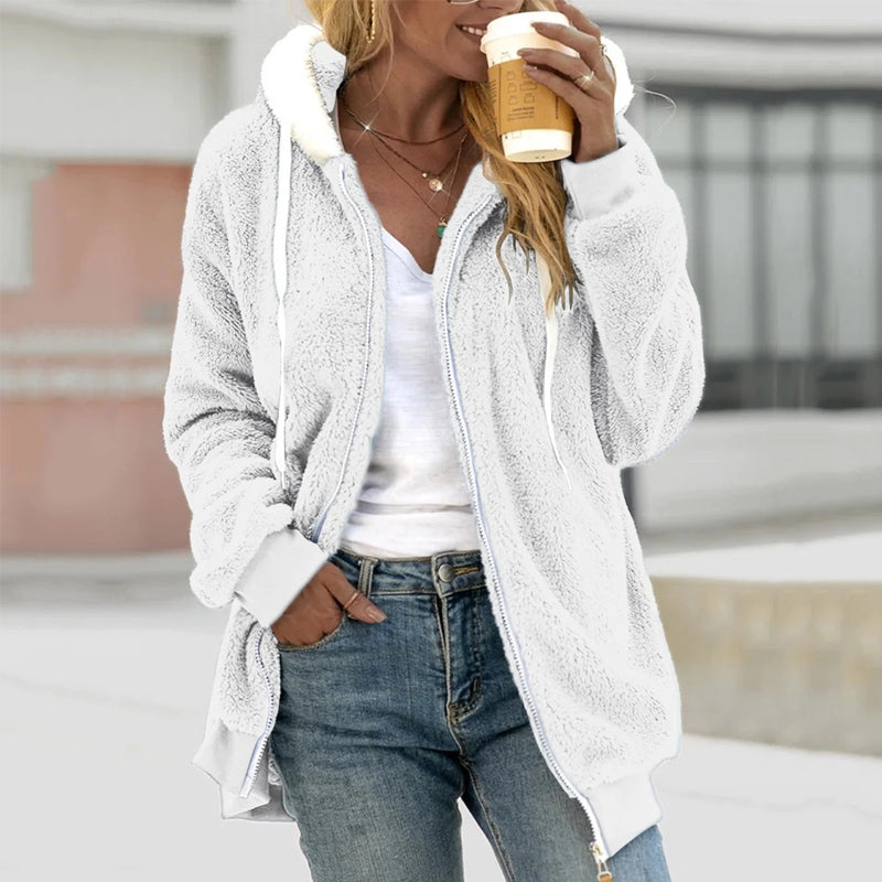 Loose Warm Hooded Jacket with Zipper