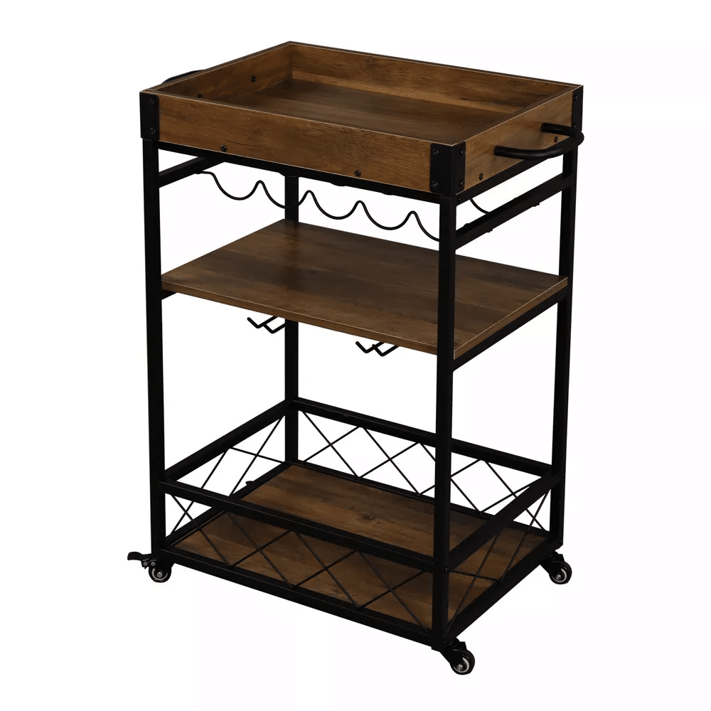 Bar service trolley, vintage wood and metal