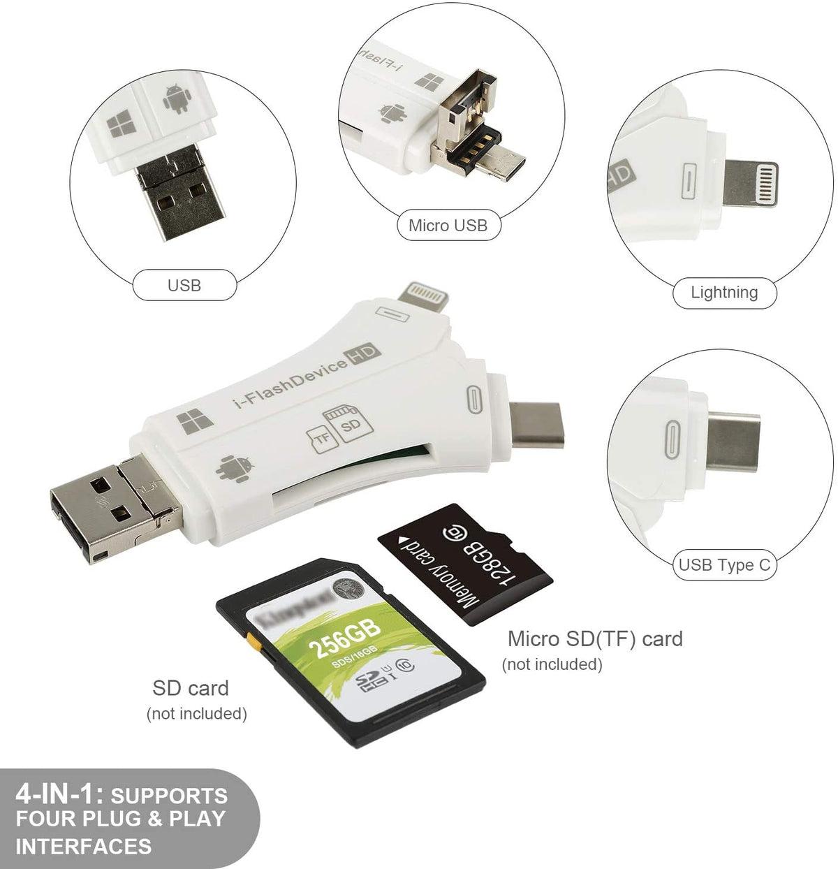4 in 1 SD Card Reader Memory Card Adapter