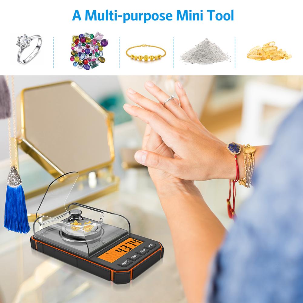 0.001g Digital Scale Portable Mini Scale Precise Graduation Professional Pocket Scale Milligram 50g Calibration Weights Tweezer