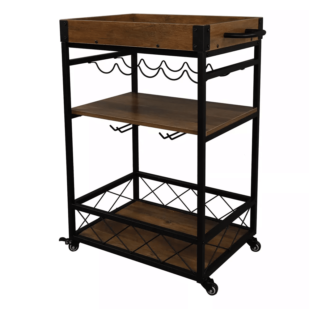 Bar service trolley, vintage wood and metal