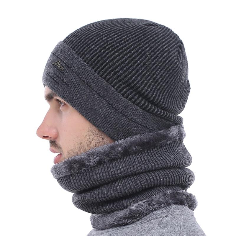 Warm Beanie Cap With Scarf