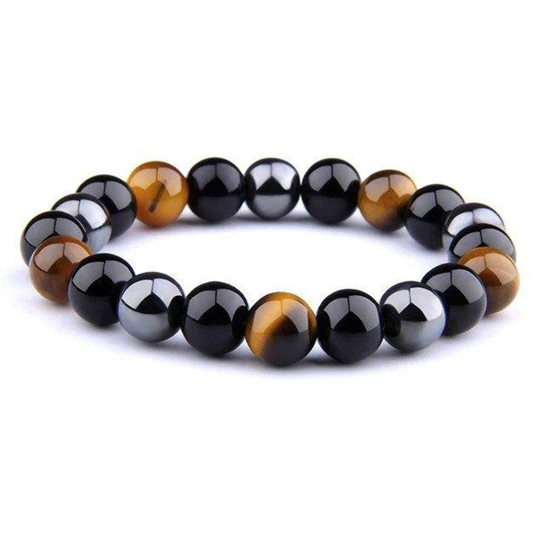 Natural Black Obsidian Bead Bracelet