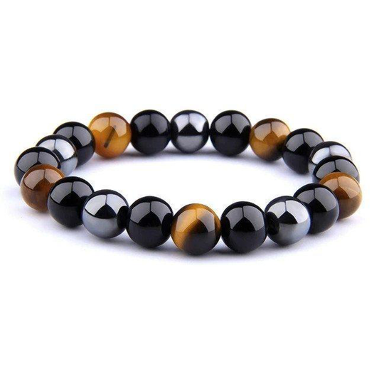 Natural Black Obsidian Bead Bracelet