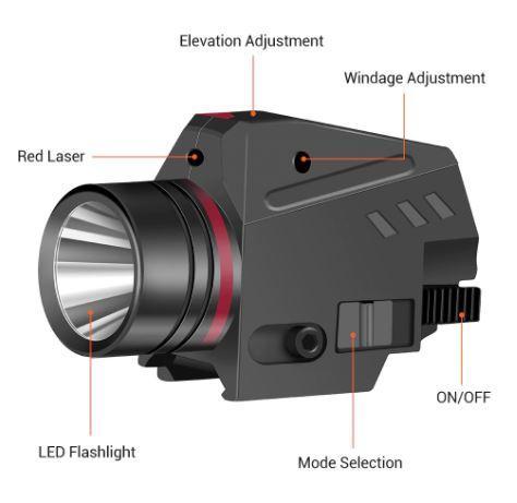 MilSpec Tactical Flashlight & Laser Combo