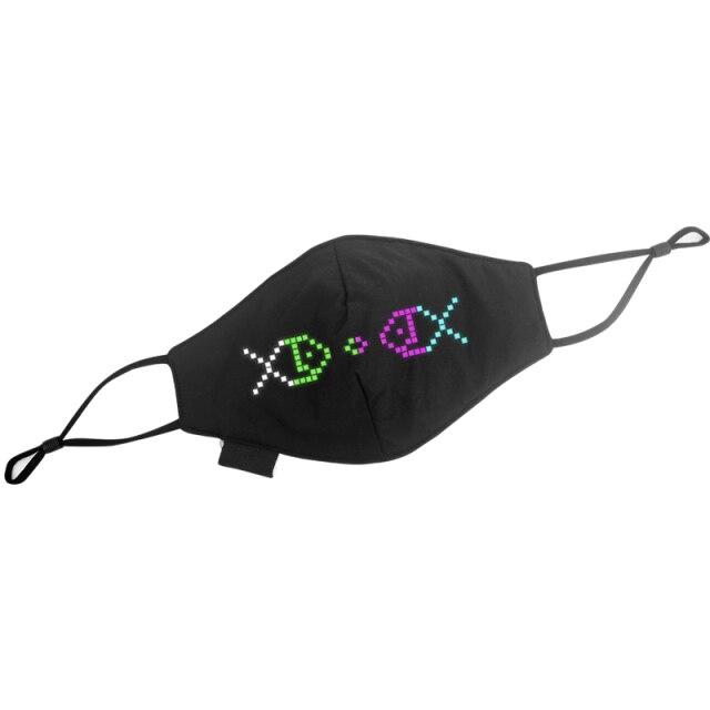 Face mask with display control by bluetooth application