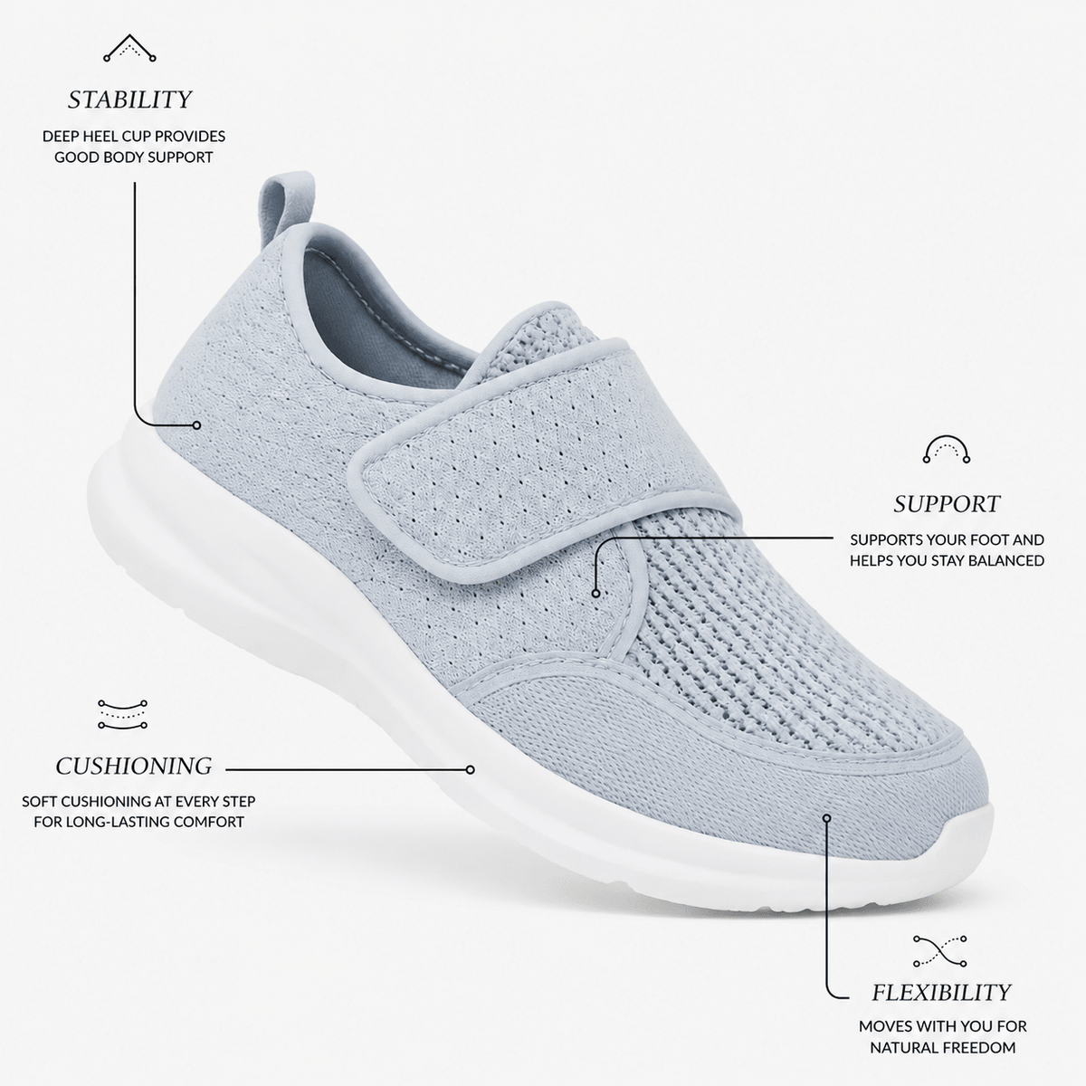 Orthopaedic Diabetic Wide-Fit Trainers for Women - Protective Arch Support