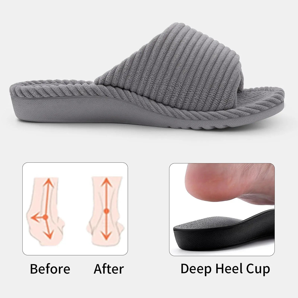 Orthopaedic Corduroy House Slippers for Women - Classic Comfort & Support
