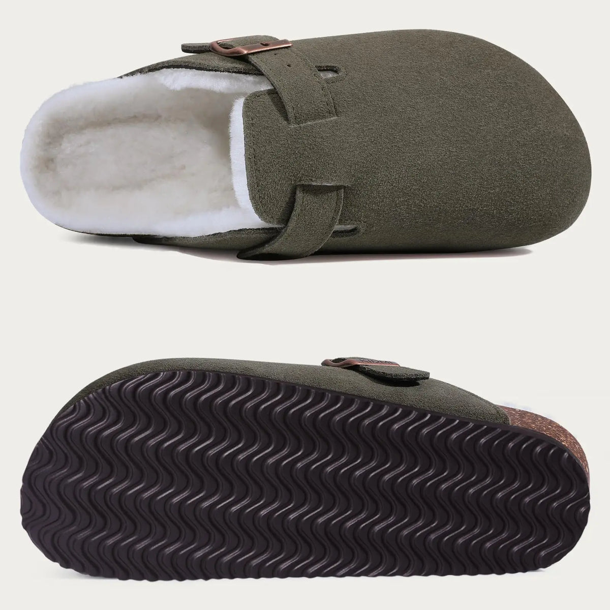 Orthopaedic Indoor Suede Cork Fleece Clogs - Premium Home Comfort & Support