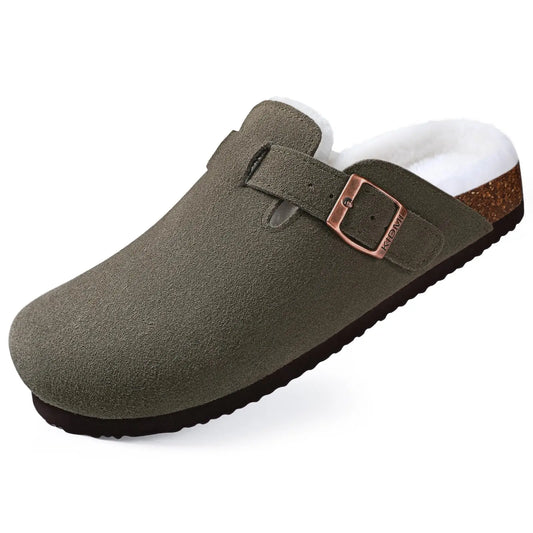 Orthopaedic Indoor Suede Cork Fleece Clogs - Premium Home Comfort & Support
