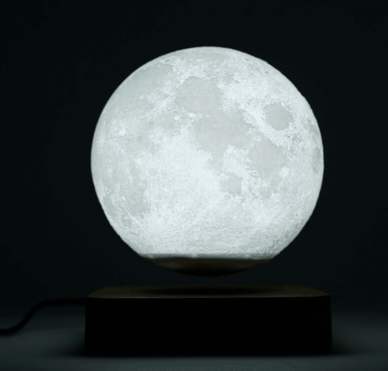 Luminous lunar lamp in magnetic levitation