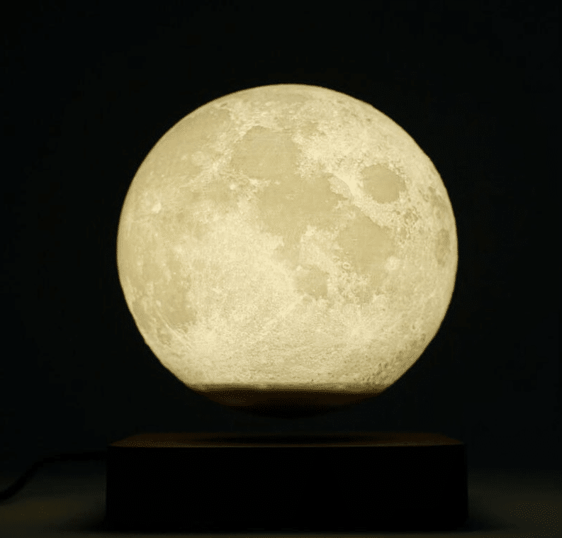 Luminous lunar lamp in magnetic levitation