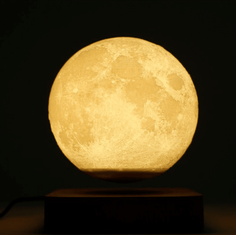 Luminous lunar lamp in magnetic levitation