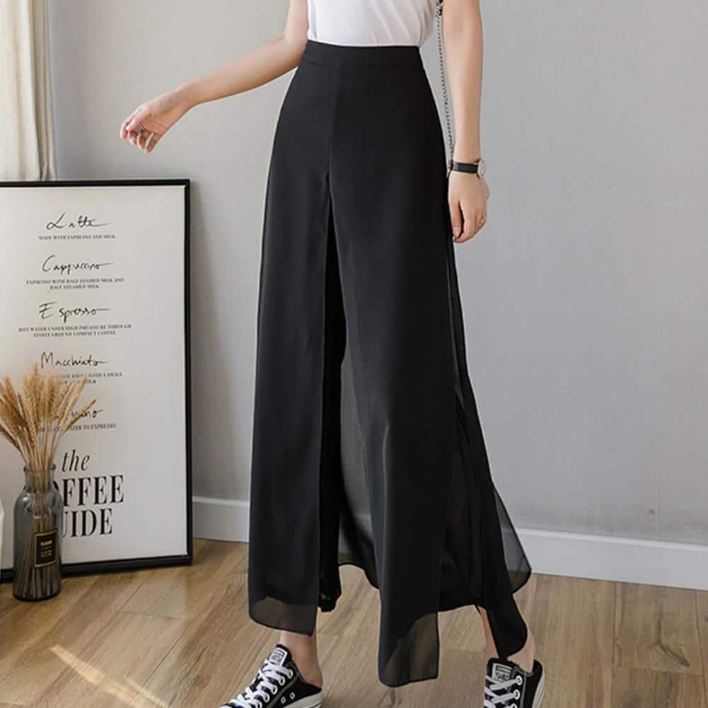 Ice Silk Chiffon Wide-Leg Pants