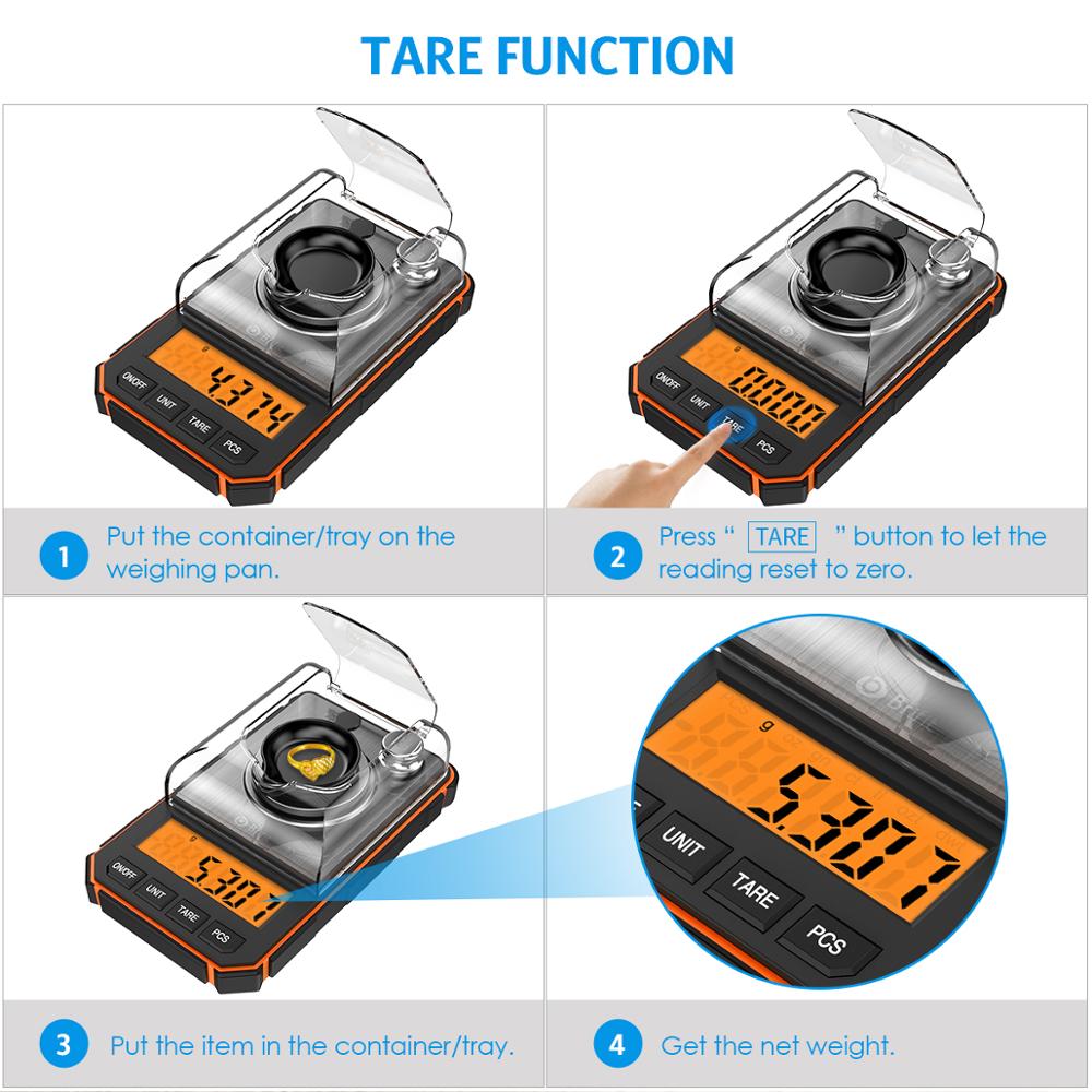 0.001g Digital Scale Portable Mini Scale Precise Graduation Professional Pocket Scale Milligram 50g Calibration Weights Tweezer