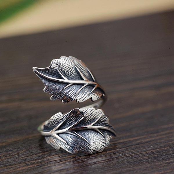 Leaf silver ring
