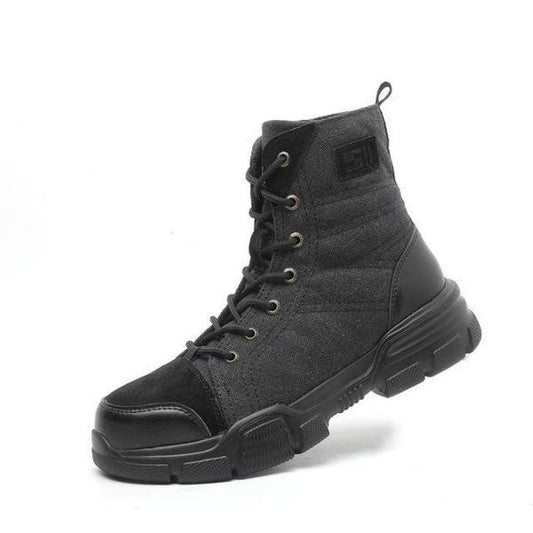 Safety boots with steel toe cap