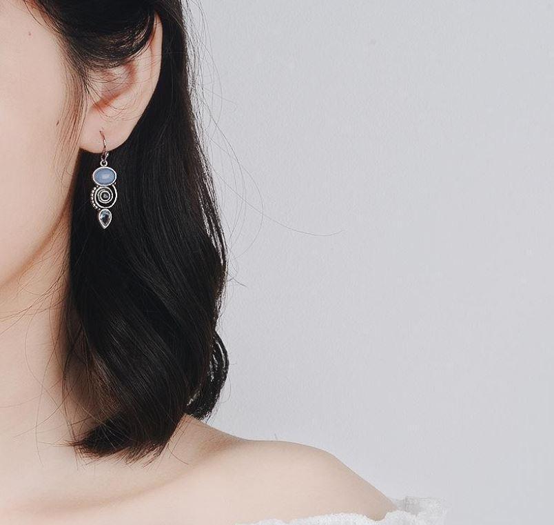 Ocean blue moonstone earrings