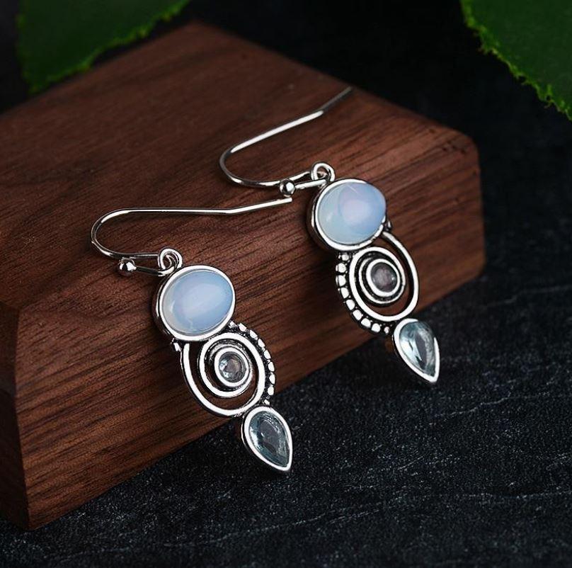 Ocean blue moonstone earrings