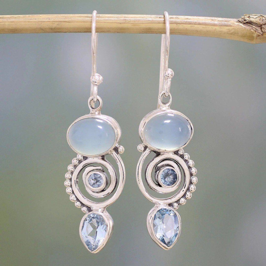 Ocean blue moonstone earrings