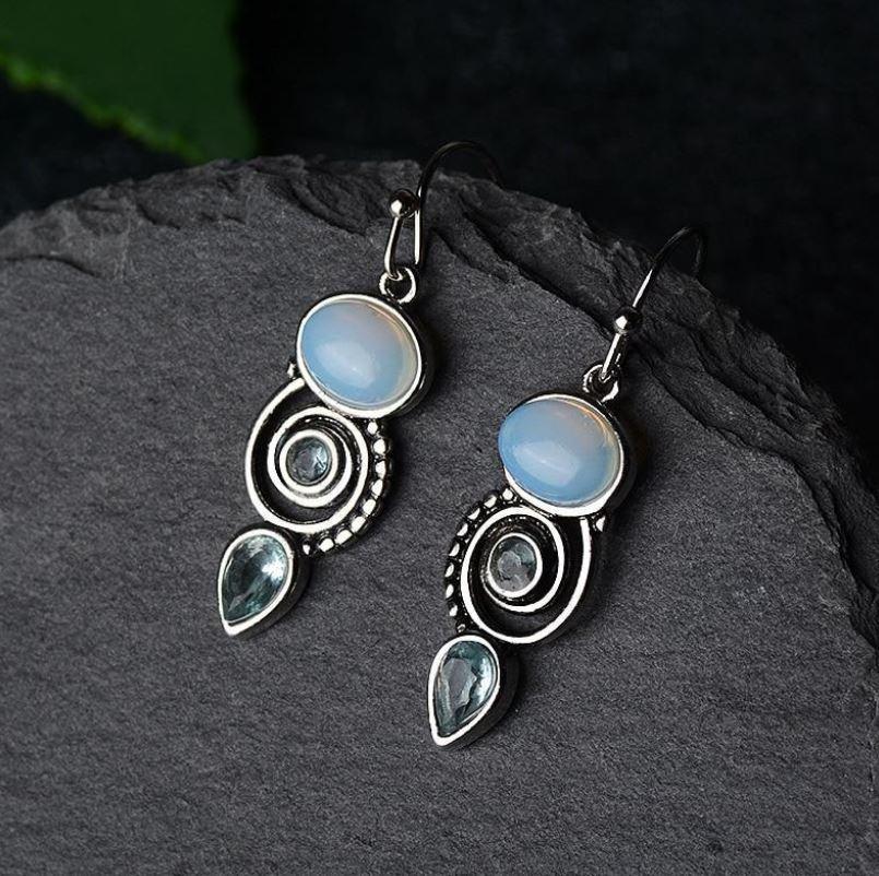 Ocean blue moonstone earrings