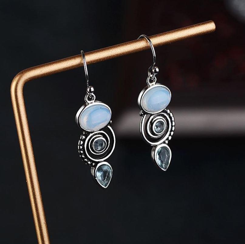 Ocean blue moonstone earrings