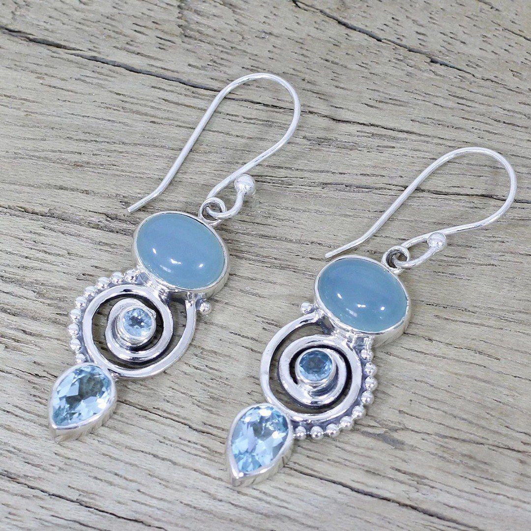Ocean blue moonstone earrings