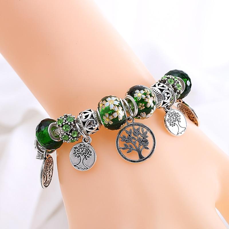 Tree of life bracelet in silver and crystal
