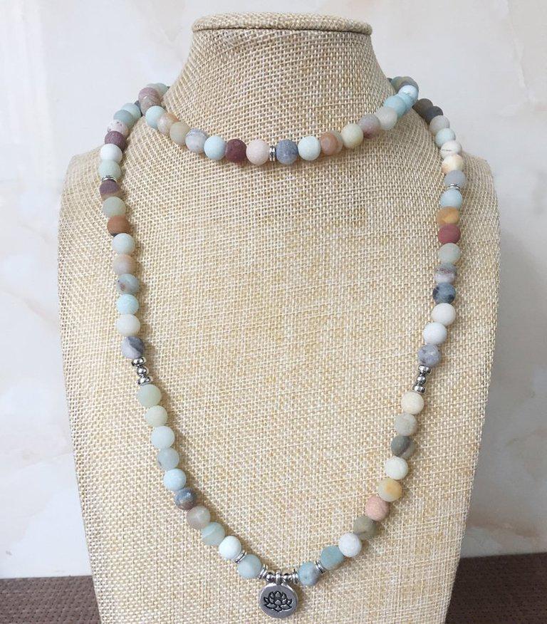 Amazonite buddhist mala bracelet / necklace
