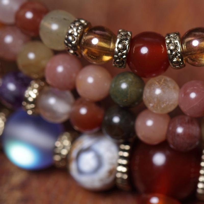 Multi-energy natural quartz mala bracelet
