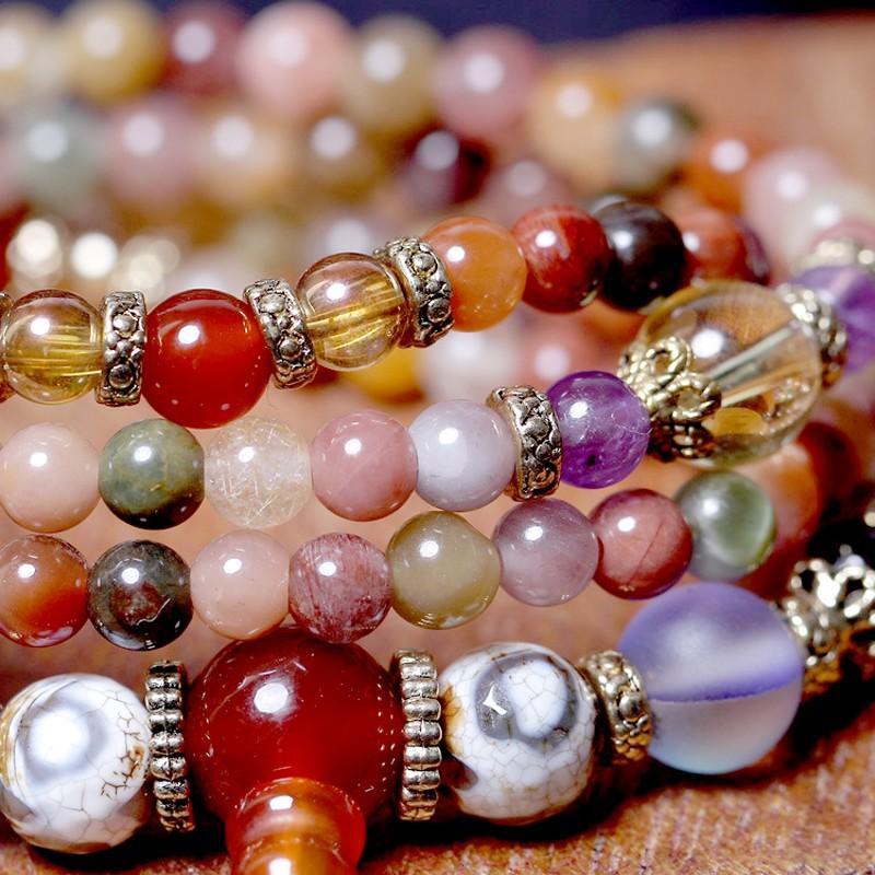 Multi-energy natural quartz mala bracelet