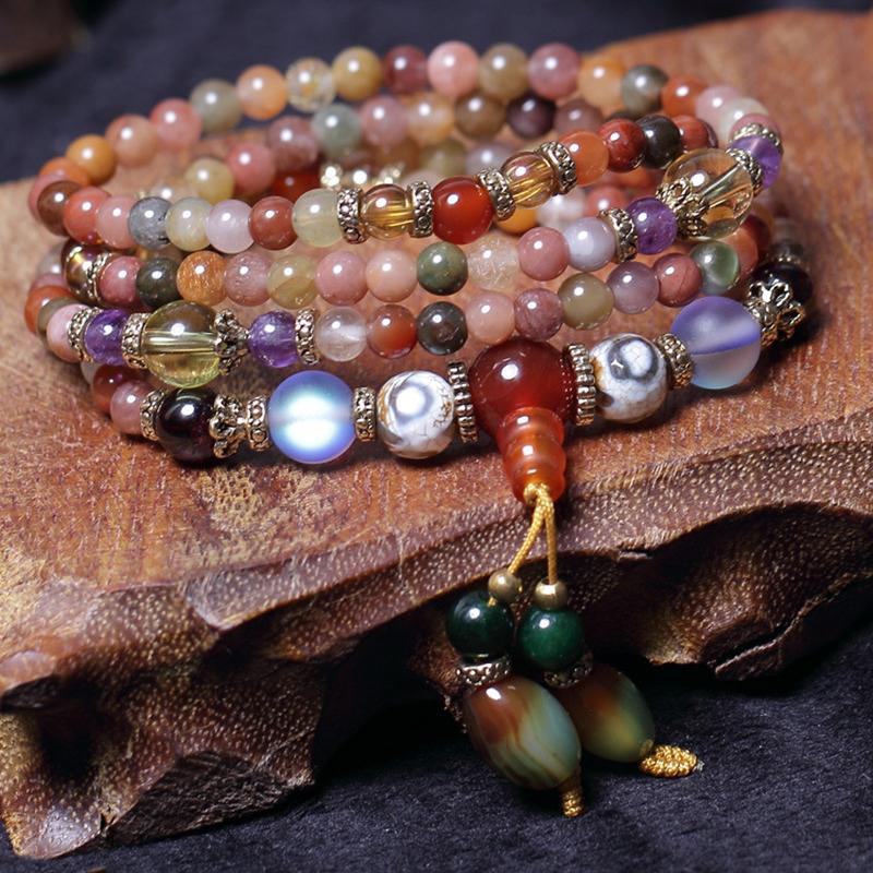 Multi-energy natural quartz mala bracelet