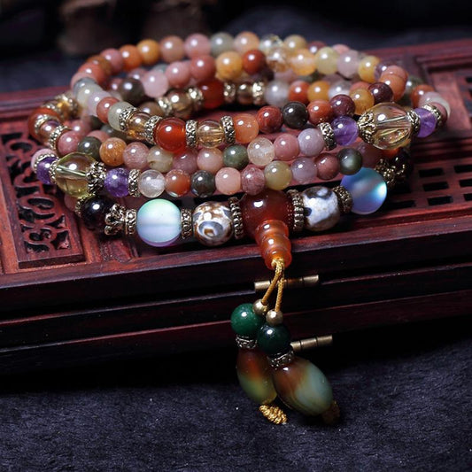 Multi-energy natural quartz mala bracelet
