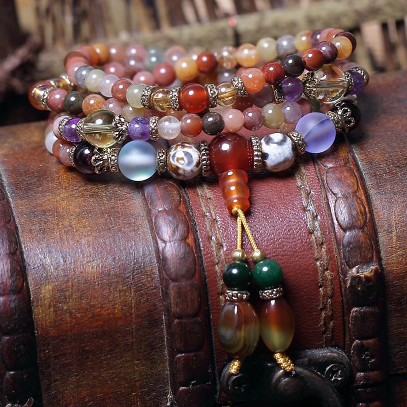 Multi-energy natural quartz mala bracelet