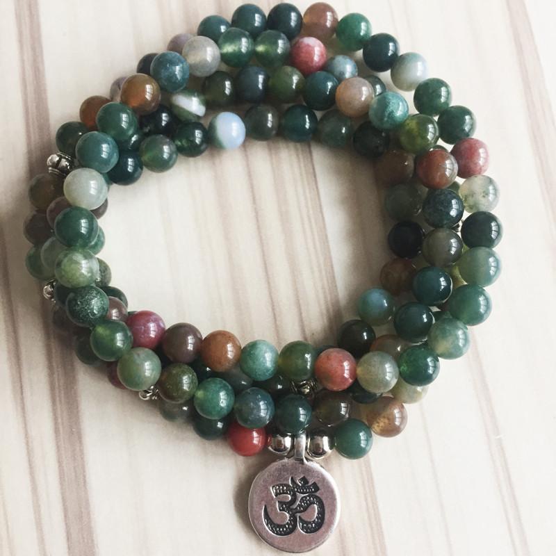 Indian agate mala bracelet or necklace