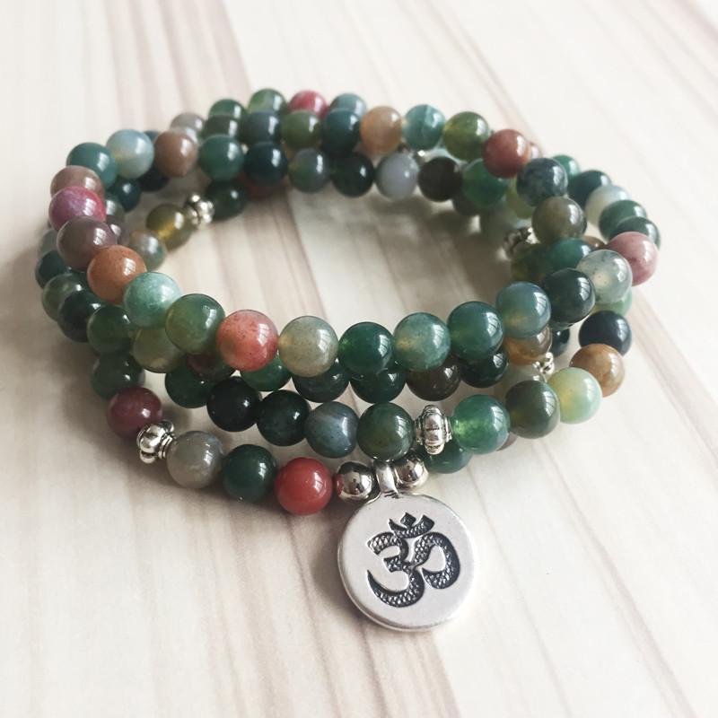 Indian agate mala bracelet or necklace
