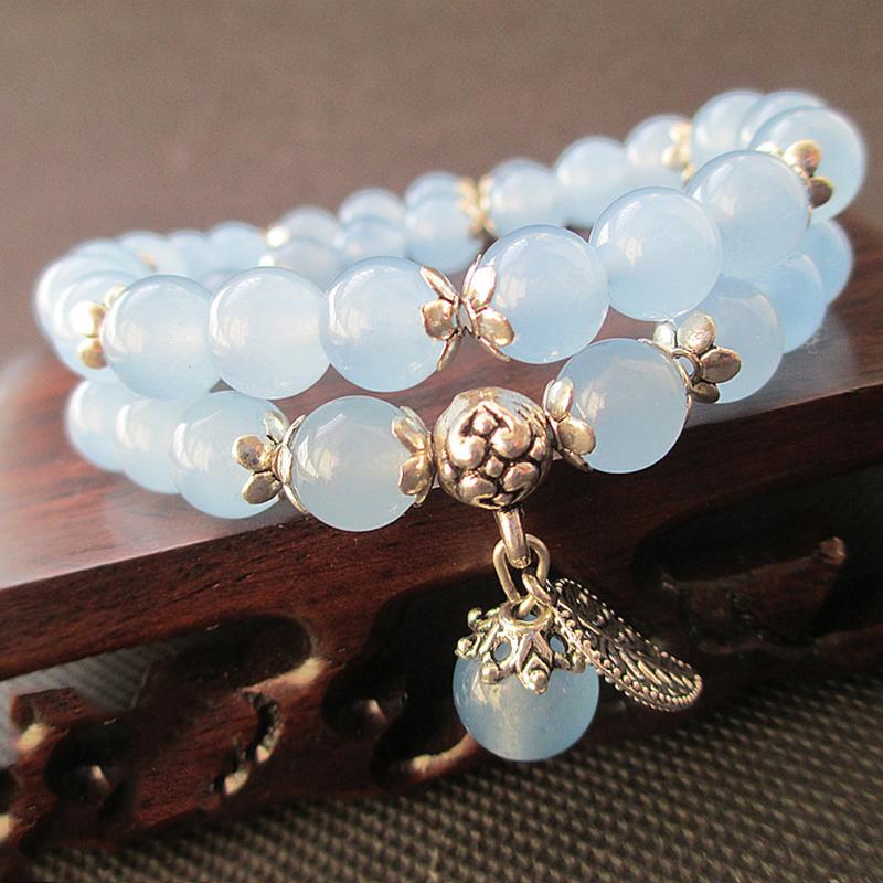 Tibetan lucky bracelet in blue crystal