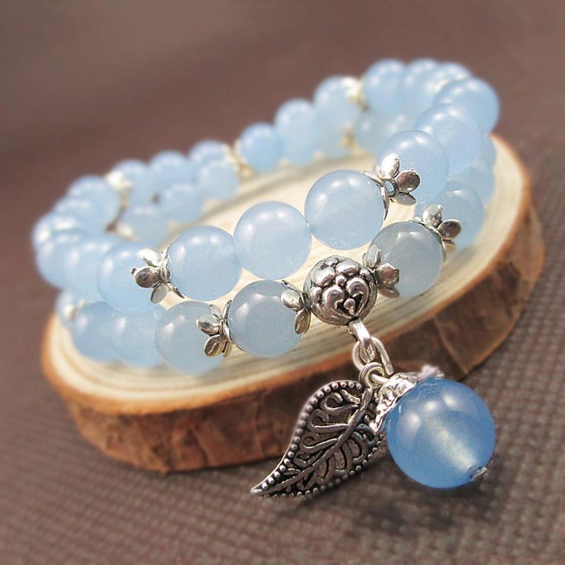 Tibetan lucky bracelet in blue crystal