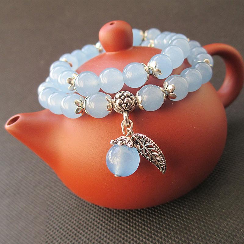 Tibetan lucky bracelet in blue crystal