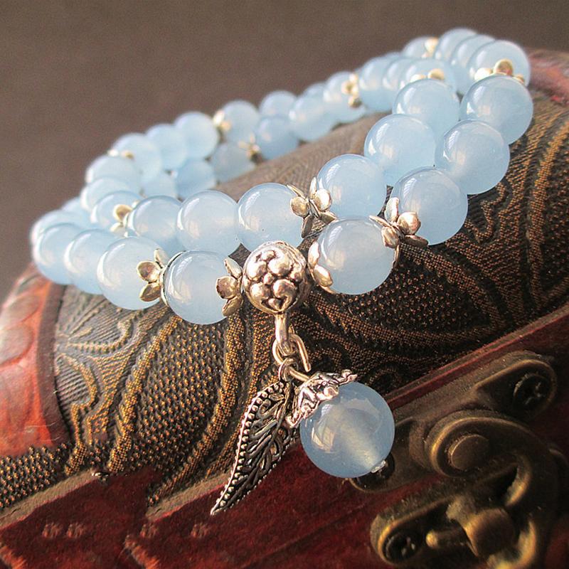 Tibetan lucky bracelet in blue crystal