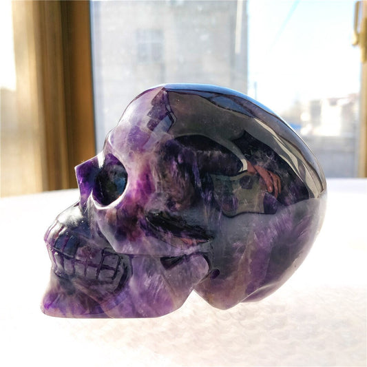 Hand carved skull Amethyst Brazilian Dream