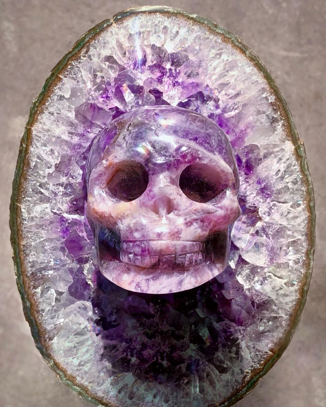 Hand carved skull Amethyst Brazilian Dream